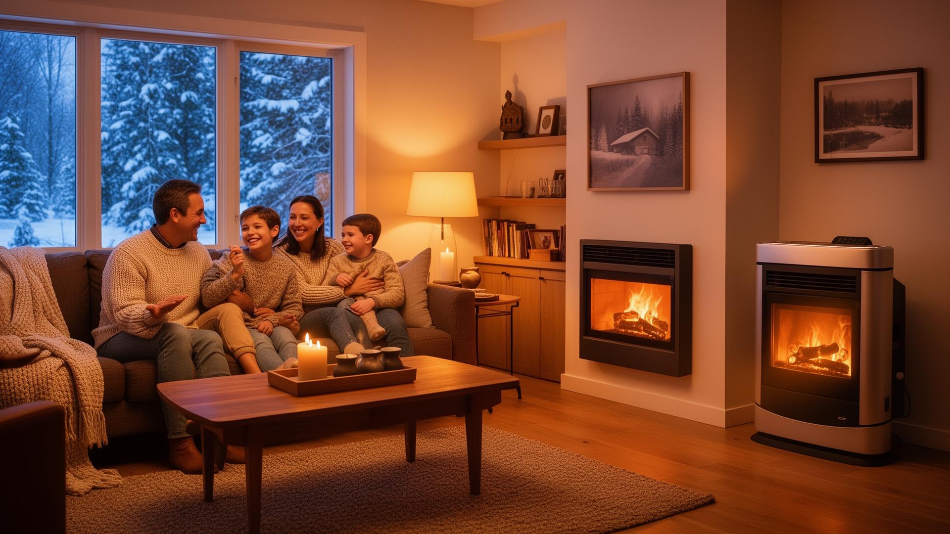 Comfortable family enjoying their warm home